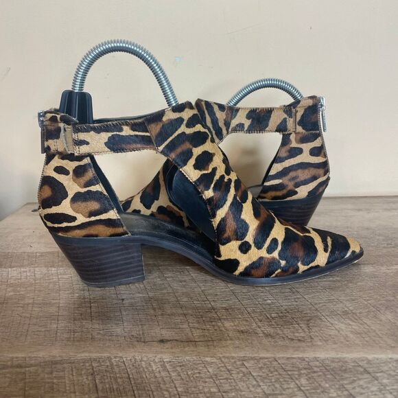 Size 8 Sole Society Cheetah Print Cow Hair Booties ankle shoes - Picture 5 of 7